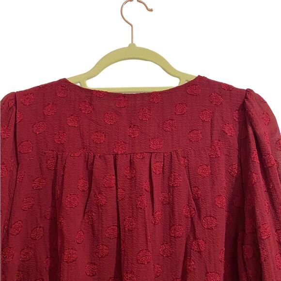 Lush Burgundy Posey Tie Front Crop Blouse Sz M NWT - Picture 10 of 14